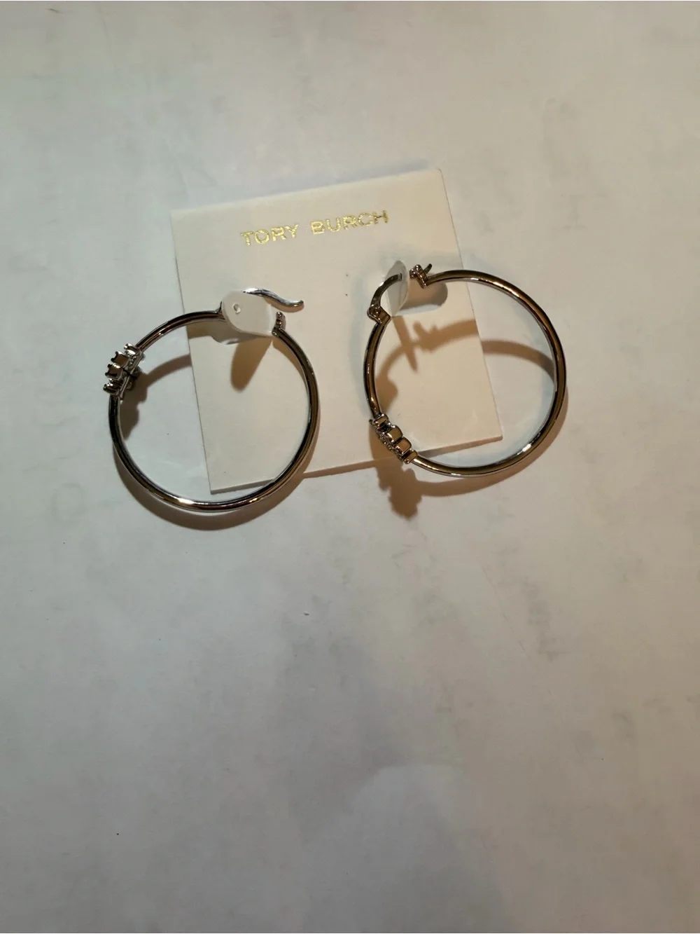NWOT Tory Burch Icon Pavé Hoop Earrings